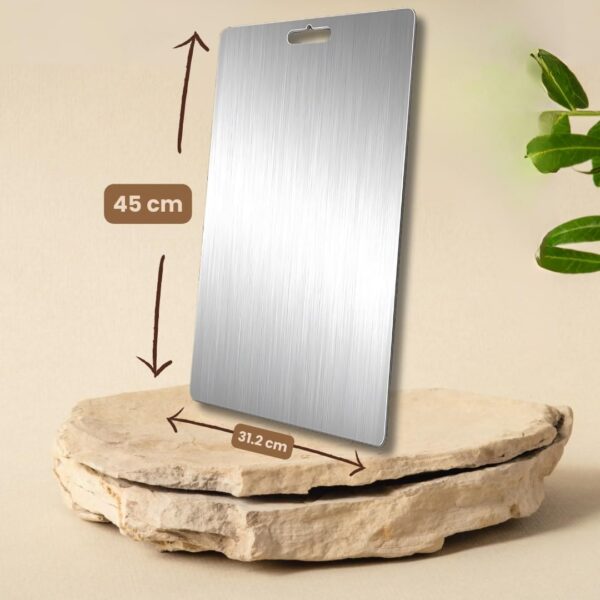 OrganizeMee Stainless Steel Chopping Board Extra Large for Kitchen (45 X 31.2 CM) Kitchen Food Grade,Cutting Vegetable Chopper Board with Anti Skid Silicon & Anti Rust Platform Countertop Pad