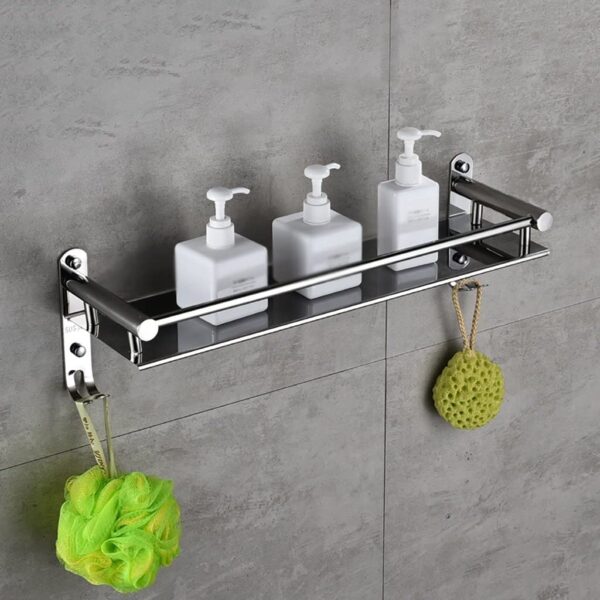 Oslen Premium New Look Stainless SteelWall Shelves, Floating Shelves for Oslen Premium New Look Stainless SteelWall Shelves, Floating Shelves for Bathroom, Kitchen Shelf, Bedroom Stand, Bathroom Shelf with Hanger Bathroom Accessories