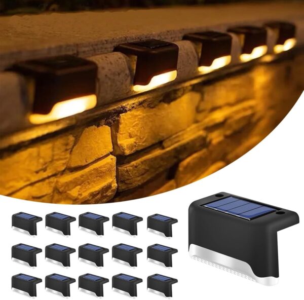 Outdoor Solar Deck Lights, Floor Step Lights, and Waterproof LED Lights for Patios, Yards, Porches, Balconies, Fence and Garden Stairs LED (Black, Pack-16)