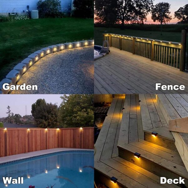 Outdoor Solar Deck Lights LED Waterproof Step Lights for Stairs Fence Patio Yard Garden, Solar Powered Automatic Dusk to Dawn Deck Lighting, Easy Installation IP65 Weatherproof. (1)