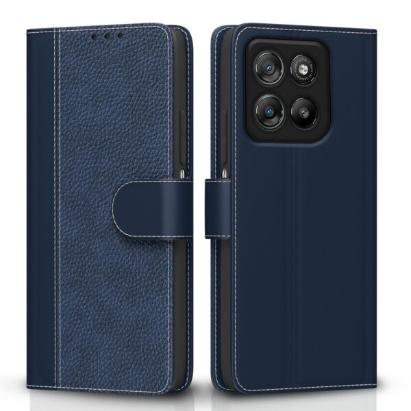 Outlouders Flip Cover for Motorola Moto G67 Power 5G / Outlouders Flip Cover for Motorola Moto G67 Power 5G / G57 Power 5G | Leather Finish | Wallet Stand and Shock Proof | Complete Protection Flip Case (Blue)