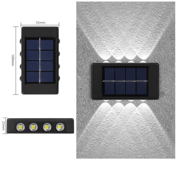 Outside up and down Solar wall Light,Solar Lights Cob & White Light For Garden Decoration,Home decor solar light 8LED Solar Wall Light Exterior Porch Lights (WARM YELLOW) (6)