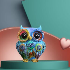 Owl 3D Printed Statue | Handcrafted Look Decorative Owl Figurine for Home Décor, Office & Living Room | Good Luck Vastu Feng Shui Owl Statue with Detailed Wings | L10 x W10 x H10 cm