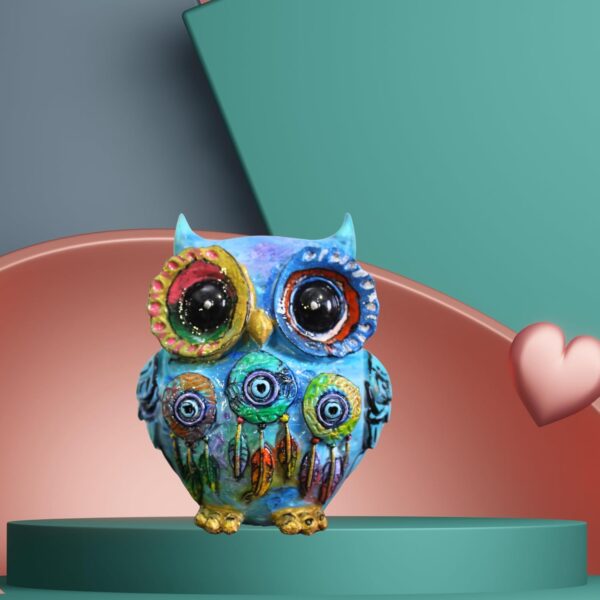 Owl 3D Printed Statue | Handcrafted Look Decorative Owl Figurine for Home Décor, Office & Living Room | Good Luck Vastu Feng Shui Owl Statue with Detailed Wings | L10 x W10 x H10 cm