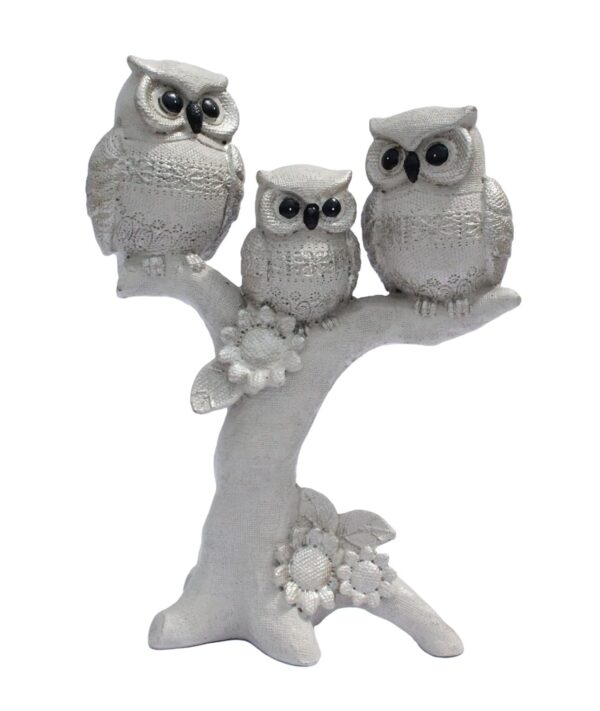 # Owl Family on Tree -Set of 3- Biege Color showpiece for Home Decor/Gift Item/Desk/Study Table/Office