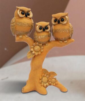 # Owl Family on Tree -Set of 3- Brown Color showpiece for Home Decor/Gift Item/Desk/Study Table/Office