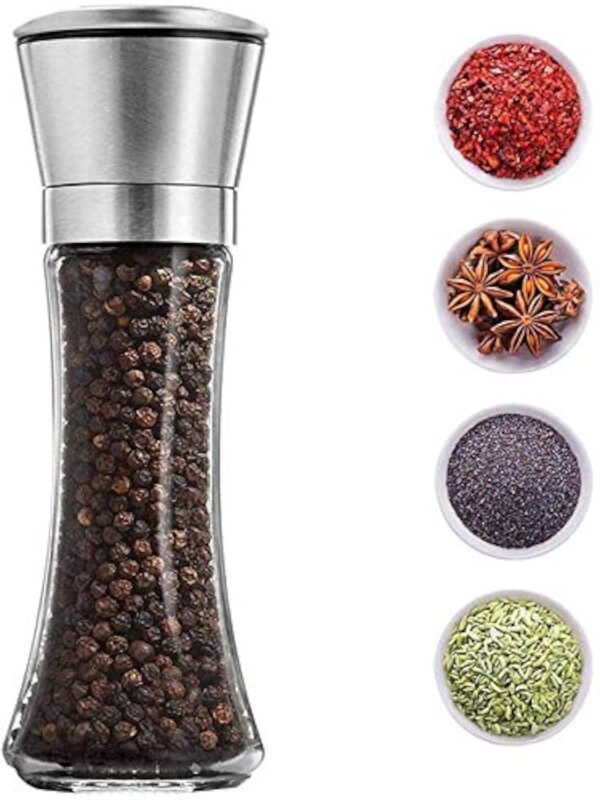 P-Plus International Pepper Grinder or Salt Shaker for Professional Chef P-Plus International Pepper Grinder or Salt Shaker for Professional Chef - Best Spice Mill with Brushed Stainless Steel, Special Mark, Ceramic Blades and Adjustable Coarseness (Tall Pack 1)
