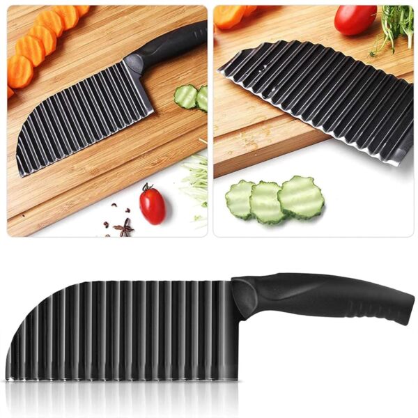 PANCA-Black-Crinkle-Knife-for-Vegetables-Fruits-Wavy-Cutter-for-Potatoes-Salad-French-Fries-Chips-Non-Stick-Stainless-Steel-Blade-with-Ergonomic-Handle.jpg PANCA Black Crinkle Knife for Vegetables & Fruits | Wavy Cutter for Potatoes, Salad, French Fries & Chips | Non-Stick Stainless Steel Blade with Ergonomic Handle