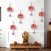 PANCA Lotus Wall Hanging with Jhumki - Set of 6 PANCA Lotus Wall Hanging with Jhumki - Set of 6 | Pink/Raani Artificial Flowers Bunch | Decorative Wall Hanging for Pooja Room, Mandir, Door, Varalakshmi & Diwali Festival Home Décor
