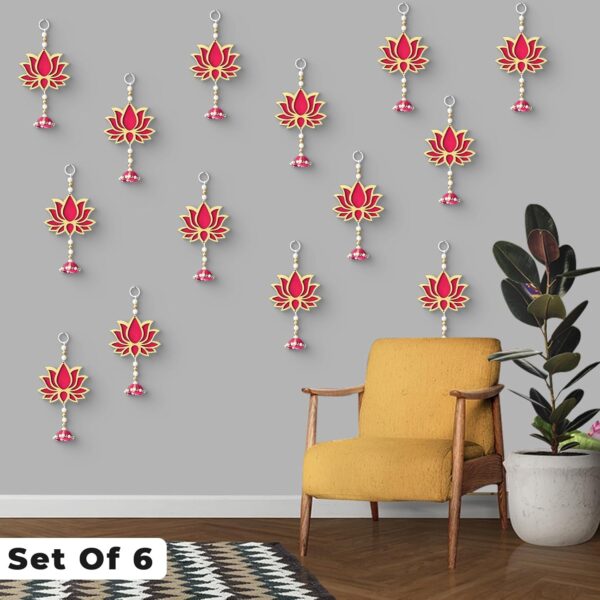 PANCA-Lotus-Wall-Hanging-with-Jhumki-Set-of-6-PinkRaani-Artificial-Flowers-Bunch-Decorative-Wall-Hanging-for-Pooja-Room-Mandir-Door-Varalakshmi-Diwali-Festival-Home-Decor.jpg PANCA Lotus Wall Hanging with Jhumki - Set of 6 | Pink/Raani Artificial Flowers Bunch | Decorative Wall Hanging for Pooja Room, Mandir, Door, Varalakshmi & Diwali Festival Home Décor