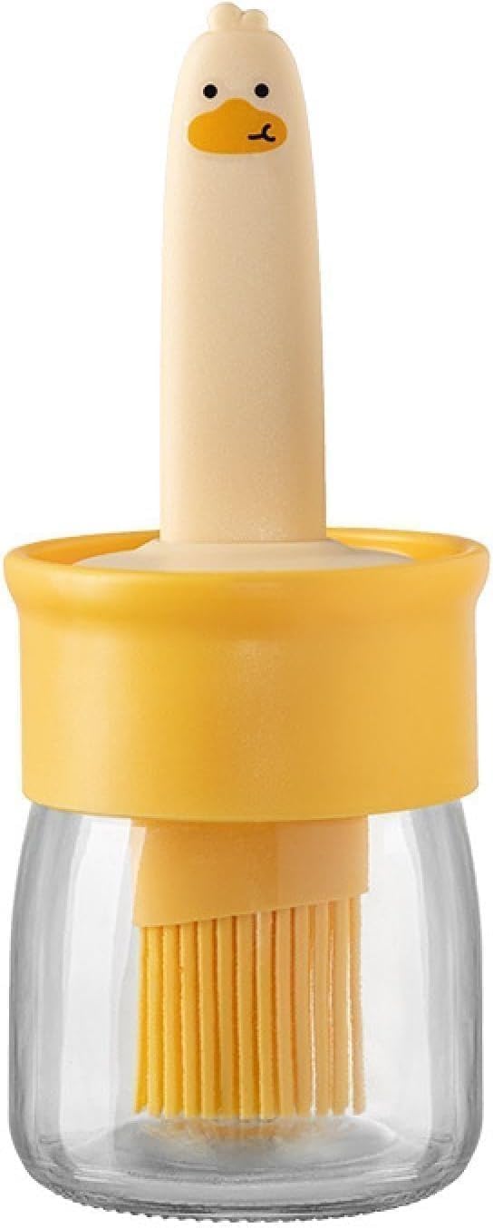 PANCA Oil Dispenser Bottle With Silicone Brush 200ML - Leakproof PANCA Oil Dispenser Bottle With Silicone Brush 200ML - Leakproof Transparent Jar for Cooking, Baking, BBQ | Versatile Container With Brush (Yellow)