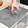 PANCA Silicone Dish Drying Mat for Kitchen | Large Utensil Drying Organizer Mat with Built-in Drain Lip | Anti-Slip, Heat Resistant Countertop Protector for Sink (Big Size)