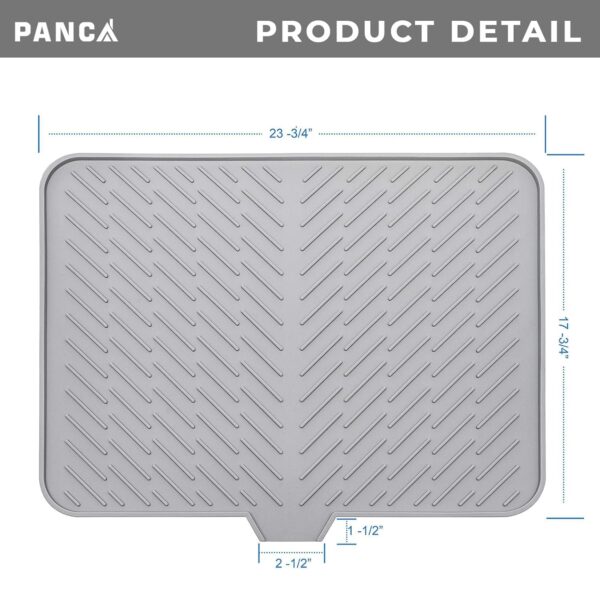 PANCA Silicone Dish Drying Mat for Kitchen | Large Utensil Drying Organizer Mat with Built-in Drain Lip | Anti-Slip, Heat Resistant Countertop Protector for Sink (Big Size)