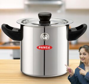 PANCA Stainless Steel Milk Boiler | Spill-Proof Milk Boiler Pot with Bakelite Handle, Whistle Indicator & Lid | Gas & Induction Friendly Double Boiler (1 Litre)