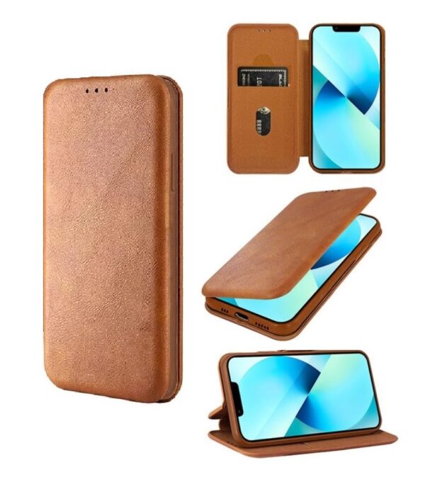 PU Leather Magnetic Premium Flip Cover with 2 Card Slot PU Leather Magnetic Premium Flip Cover with 2 Card Slot Compatible with Oppo Reno 15 5G / Reno15 5G - Brown