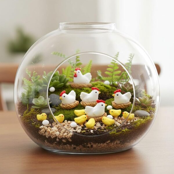 Pack of 14 pcs Miniature Decoration Animals Items Hen Family Pack of 14 pcs Miniature Decoration Animals Items Hen Family Resin Garden/Dollhouse/Fairy Garden, Multicolor, Animal