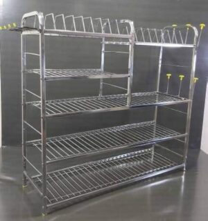 Palomino Wall Mount Kitchen Utensils Dish Rack | Stainless Steel Utensil Stand with Plate & Cutlery Holder (31 X 30 Inches) | Kitchen Shelves Organizer | Hanging