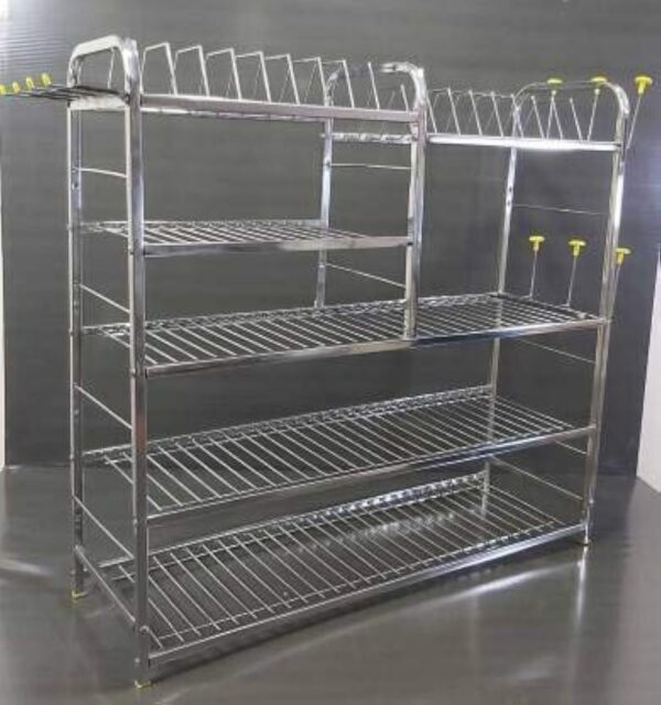 Palomino Wall Mount Kitchen Utensils Dish Rack | Stainless Steel Utensil Stand with Plate & Cutlery Holder (31 X 30 Inches) | Kitchen Shelves Organizer | Hanging