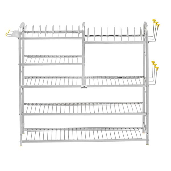 Palomino Wall Mount Kitchen Utensils Dish Rack | Stainless Steel Utensil Stand with Plate & Cutlery Holder (31 X 30 Inches) | Kitchen Shelves Organizer | Hanging