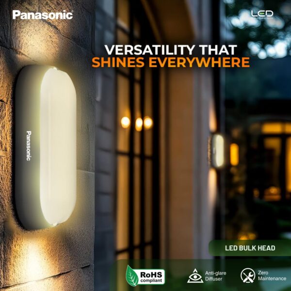 Panasonic 10W LED Bulkhead, IP54 Outdoor Waterproof Bulk Head for Garden Light, 10W Wall lamp, Fire Retardant Plastic, 2 Years Warranty, IP54 and IK10, BIS & ROHS Compliant (6500K Cool White)