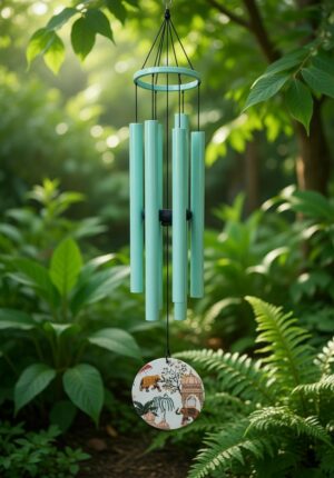Paradigm Pictures Big Madhubani Wind Chimes for Home Balcony Positive Energy- Positive Energy Items (6 Pipe Wind Chime) (Floral)