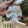 Paradigm Pictures Big Madhubani Wind Chimes for Home Balcony Positive Energy- Positive Energy Items (6 Pipe Wind Chime) (Floral)