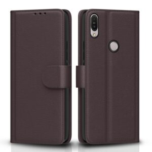 Pikkme Asus Zenfone Max Pro M1 Flip Cover Leather Finish | Inside TPU with Card Pockets | Wallet Stand and Shock Proof | Complete Protection Flip Case (Coffee)