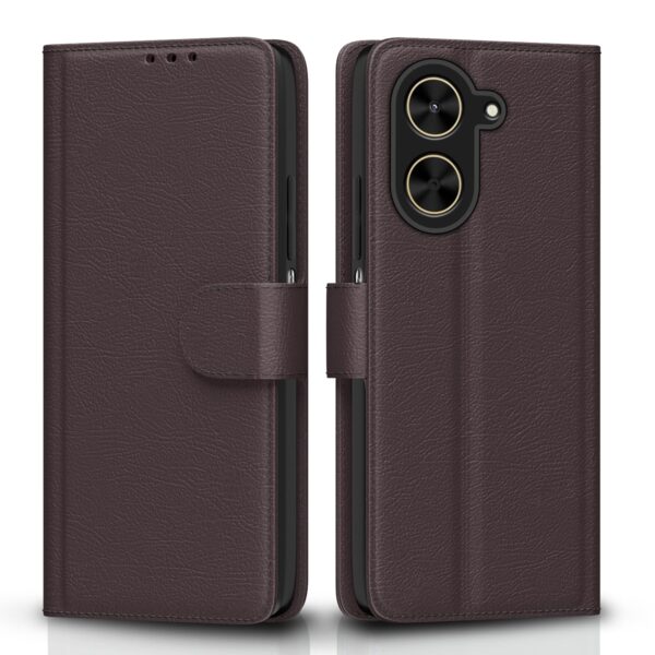 Pikkme Flip Cover for Poco C71 / Redmi A5 Leather Pikkme Flip Cover for Poco C71 / Redmi A5 Leather Finish | Inside TPU with Card Pockets | Wallet Stand and Shock Proof | Complete Protection Flip Case(Coffee)
