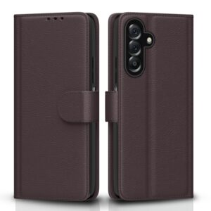Pikkme Flip Cover for Samsung Galaxy A26 5G Leather Finish | Inside TPU with Card Pockets | Wallet Stand and Shock Proof | Complete Protection Flip Case(Coffee)