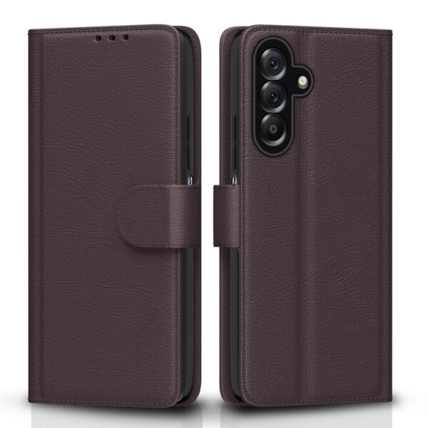 Pikkme Flip Cover for Samsung Galaxy A26 5G Leather Finish | Inside TPU with Card Pockets | Wallet Stand and Shock Proof | Complete Protection Flip Case(Coffee)