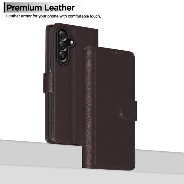 Pikkme Flip Cover for Samsung Galaxy A26 5G Leather Finish | Inside TPU with Card Pockets | Wallet Stand and Shock Proof | Complete Protection Flip Case(Coffee)