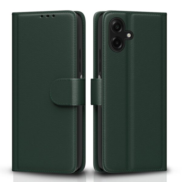 Pikkme Flip Cover for Samsung Galaxy F70e 5G | M07 Pikkme Flip Cover for Samsung Galaxy F70e 5G | M07 | F07 | A07 | A07 5G | Leather Finish | Card Slots | Wallet Stand | Shockproof Protection Flip Case (Green)