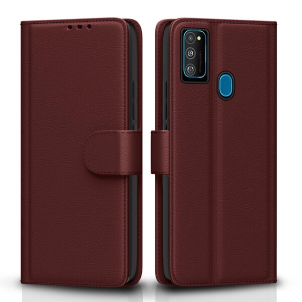 Pikkme Flip Cover for Samsung Galaxy M30s / M21 / Pikkme Flip Cover for Samsung Galaxy M30s / M21 / M21 2021 Leather Finish | Inside TPU with Card Pockets | Wallet Stand and Shock Proof | Complete Protection Flip Case(Brown)