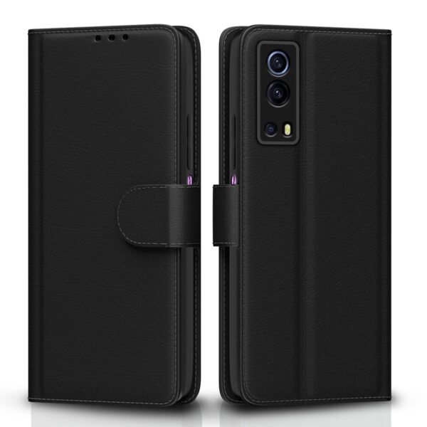 Pikkme IQOO Z3 5G Flip Case Leather Finish | Inside Pikkme IQOO Z3 5G Flip Case Leather Finish | Inside TPU with Card Pockets | Wallet Stand and Shock Proof | Magnetic Closing | Complete Protection Flip Cover for IQOO Z3 5G (Black)