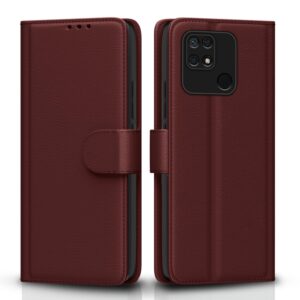 Pikkme Mi Redmi 10/10 Power Flip Cover | PU Leather Finish | 360 Protection | Wallet & Stand | Strong Magnetic Flip Case for Mi Redmi 10/10 Power (Brown)