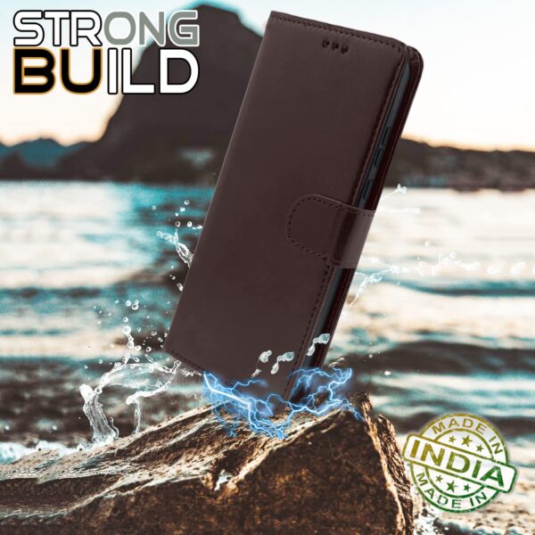 Pikkme Oppo A15 / A15s Flip Case Leather Finish | Inside TPU with Card Pockets | Wallet Stand and Shock Proof | Magnetic Closing | Complete Protection Flip Cover for Oppo A15 / A15s (Coffee)