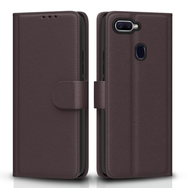 Pikkme Oppo F9 / F9 Pro / A5 / A5s Pikkme Oppo F9 / F9 Pro / A5 / A5s /A7 / A11k /A12/ Realme 2/2 Pro/Realme U1 Flip Case Leather Finish | Inside TPU with Card Pockets | Magnetic Closing | Complete Protection Flip Cover (Coffee)