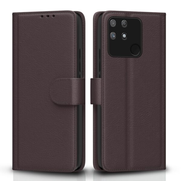 Pikkme Realme Narzo 50A Flip Case Leather Finish | Inside Pikkme Realme Narzo 50A Flip Case Leather Finish | Inside TPU with Card Pockets | Wallet Stand and Shock Proof | Magnetic Closing | Complete Protection Flip Cover for Realme Narzo 50A (Coffee)