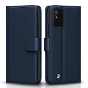 Pikkme Realme Narzo 50i Flip Cover | PU Leather Finish | 360 Protection | Wallet & Stand | Strong Magnetic Flip Case for Realme Narzo 50i (Blue)