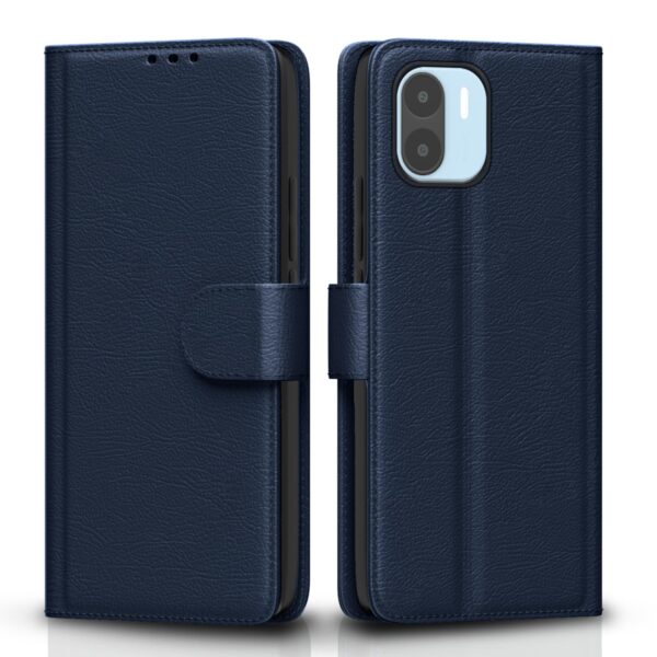 Pikkme Redmi A1 | Redmi A2 Flip Case Leather Finish Pikkme Redmi A1 | Redmi A2 Flip Case Leather Finish | Inside TPU with Card Pockets | Wallet Stand and Shock Proof | Magnetic Closing | Complete Protection Flip Cover for Redmi A1 | Redmi A2 (Blue)