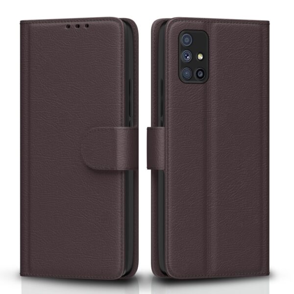 Pikkme Samsung Galaxy A71 Flip Case Leather Finish | Inside TPU with Card Pockets | Wallet Stand and Shock Proof | Magnetic Closing | Complete Protection Flip Cover for Samsung Galaxy A71 (Coffee)