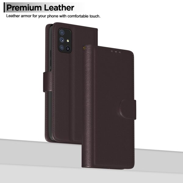 Pikkme Samsung Galaxy A71 Flip Case Leather Finish | Inside TPU with Card Pockets | Wallet Stand and Shock Proof | Magnetic Closing | Complete Protection Flip Cover for Samsung Galaxy A71 (Coffee)