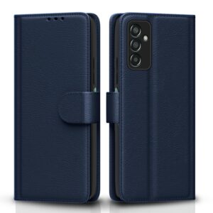 Pikkme Samsung Galaxy F13 Flip Case Leather Finish | Inside Pikkme Samsung Galaxy F13 Flip Case Leather Finish | Inside TPU with Card Pockets | Wallet Stand and Shock Proof | Magnetic Closing | Complete Protection Flip Cover for Samsung Galaxy F13 (Blue)