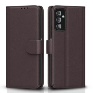 Pikkme Samsung Galaxy F23 5G Flip Case Leather Finish | Pikkme Samsung Galaxy F23 5G Flip Case Leather Finish | Inside TPU with Card Pockets | Wallet Stand and Shock Proof | Magnetic Closing | Complete Protection Flip Cover (Coffee)