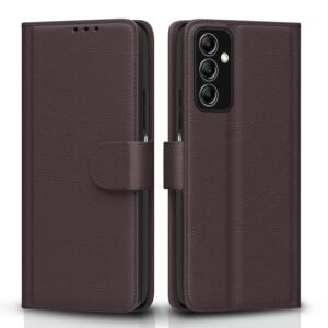 Pikkme Samsung Galaxy M13 4G Flip Case Leather Finish | Pikkme Samsung Galaxy M13 4G Flip Case Leather Finish | Inside TPU with Card Pockets | Wallet Stand and Shock Proof | Magnetic Closing | Complete Protection Flip Cover (Coffee)