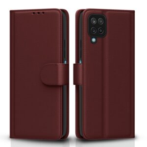 Pikkme Samsung Galaxy M32 4G / M32 Prime / F22 Pikkme Samsung Galaxy M32 4G / M32 Prime / F22 4G Flip Cover Leather Finish | Inside TPU with Card Pockets | Wallet Stand and Shock Proof | Magnetic Closing | Complete Protection Flip Case (Brown)