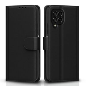 Pikkme Samsung Galaxy M53 5G Flip Case Leather Finish | Pikkme Samsung Galaxy M53 5G Flip Case Leather Finish | Inside TPU with Card Pockets | Wallet Stand and Shock Proof | Magnetic Closing | Complete Protection Flip Cover (Black)