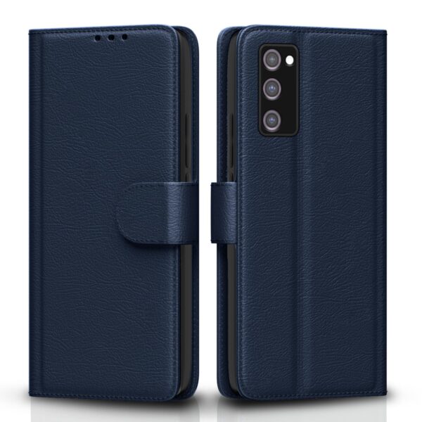 Pikkme Samsung Galaxy S20 FE / S20 FE 5G Flip Pikkme Samsung Galaxy S20 FE / S20 FE 5G Flip Case Leather Finish | Inside TPU with Card Pockets | Wallet Stand and Shock Proof | Magnetic Closing | Complete Protection Flip Cover (Blue)