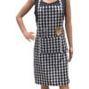 Pixel Home Cotton Apron 100% Cotton Check Kitchen Apron with Front Center Pocket Best Design Apron (Black Checked)