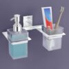 Plantex 304 Grade Stainless Steel Liquid Soap Dispenser/Tumbler Holder/Toothbrush Holder/Bathroom Accessories (Crystal - Chrome)